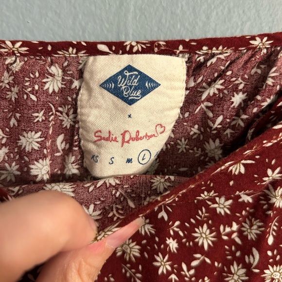 Wild Blue Large Burgundy Long Sleeve Floral Top - Picture 3 of 6